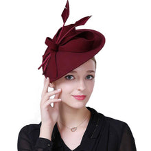 Load image into Gallery viewer, Winter Hats For Women Elegant Black Wine Red Wool