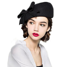 Load image into Gallery viewer, Elegant 100% Wool Felt Fedora White Black Ladies Red Hats